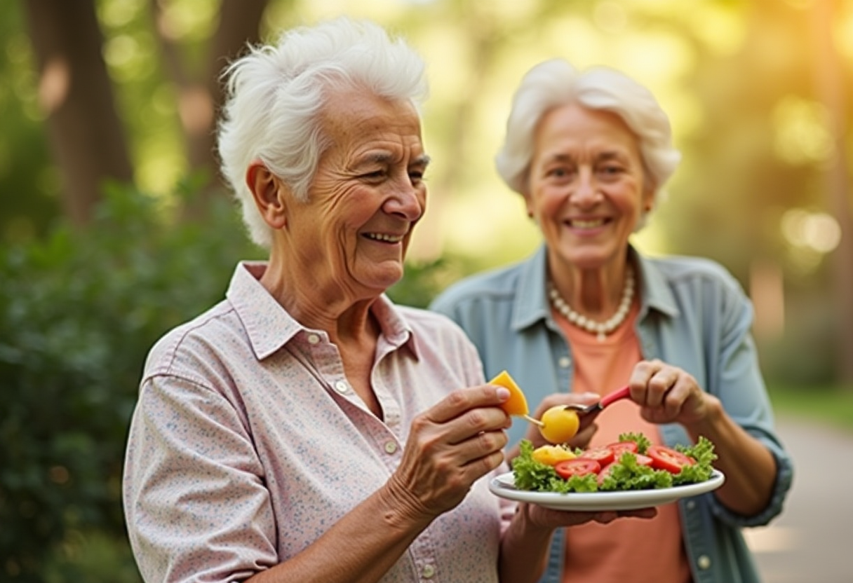 Щаслива пара старшого віку готує здорову їжу